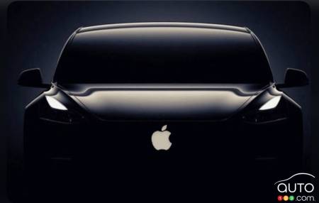Apple logo Apple on car silhouette